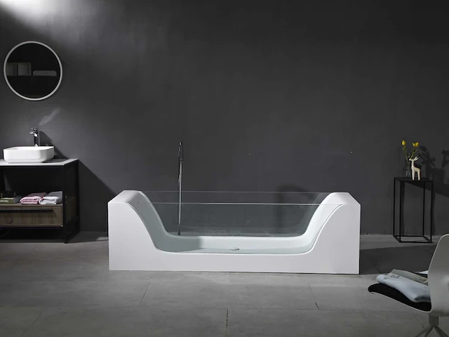 Mawialux vrijstaand design bad - solid surface - mat wit - afbeelding 4 van  7
