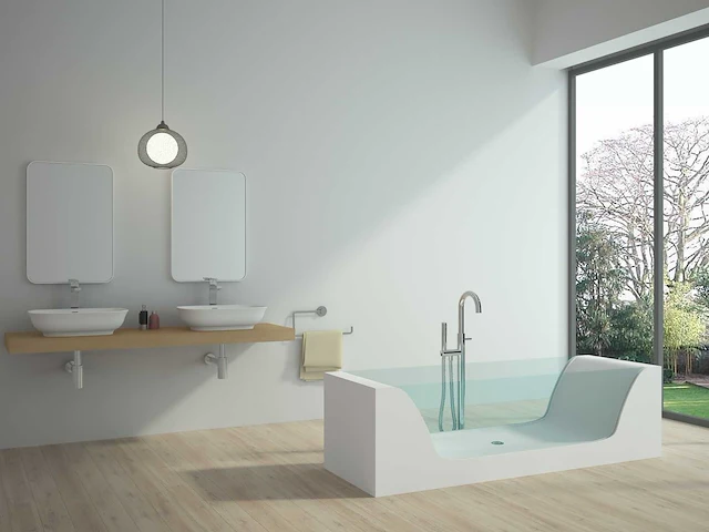 Mawialux vrijstaand design bad - solid surface - mat wit - afbeelding 2 van  7