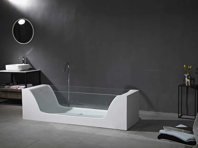 Mawialux vrijstaand design bad - solid surface - mat wit - afbeelding 5 van  7