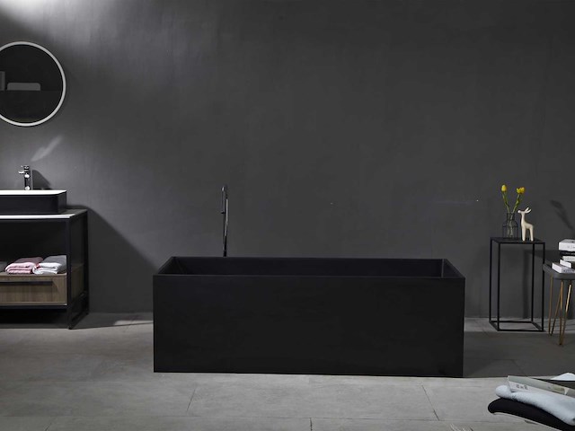 Mawialux vrijstaand design bad - solid surface - mat zwart - afbeelding 1 van  7