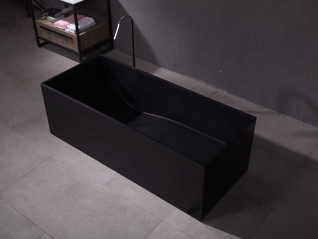 Mawialux vrijstaand design bad - solid surface - mat zwart - afbeelding 2 van  7