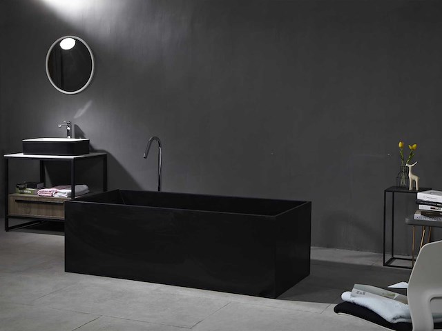 Mawialux vrijstaand design bad - solid surface - mat zwart - afbeelding 4 van  7