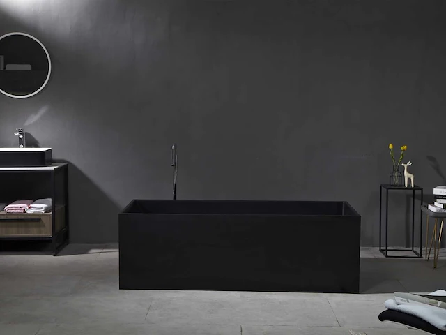 Mawialux vrijstaand design bad - solid surface - mat zwart - afbeelding 1 van  7