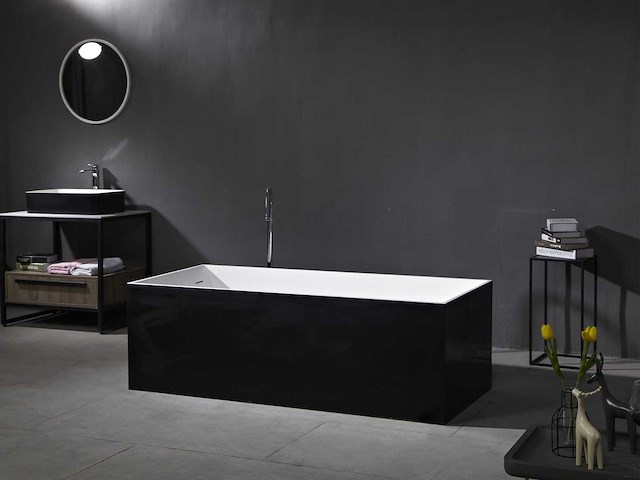Mawialux vrijstaand design bad - solid surface - wit/zwart - afbeelding 1 van  6