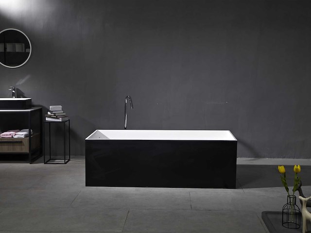 Mawialux vrijstaand design bad - solid surface - wit/zwart - afbeelding 2 van  6