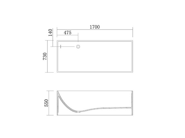 Mawialux vrijstaand design bad - solid surface - wit/zwart - afbeelding 5 van  6