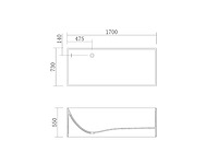 Mawialux vrijstaand design bad - solid surface - wit/zwart - afbeelding 5 van  6