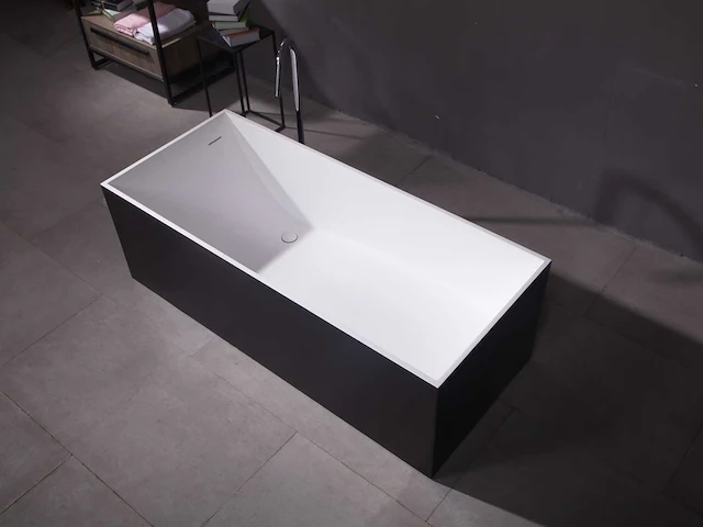 Mawialux vrijstaand design bad - solid surface - wit/zwart - afbeelding 3 van  6