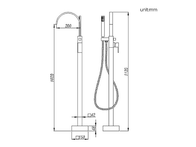 Mawialux vrijstaande badkraan - rvs - afbeelding 2 van  3