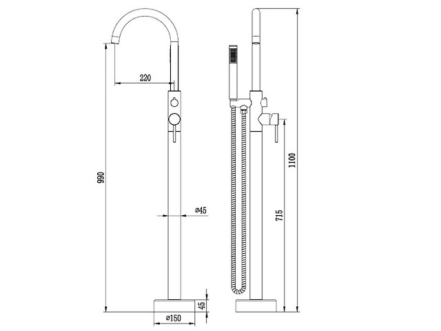 Mawialux vrijstaande badkraan (meerdere kleuren mogelijk) - afbeelding 2 van  11