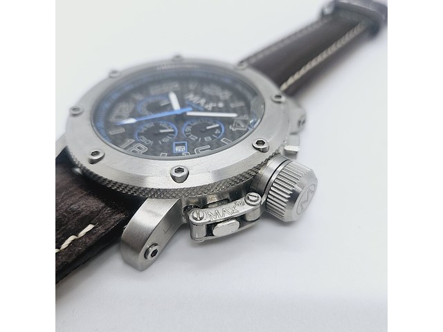 Max gp racer carbon chronograaf herenhorloge met schroefkroon - afbeelding 4 van  9