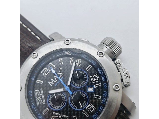 Max gp racer carbon chronograaf herenhorloge met schroefkroon - afbeelding 8 van  9