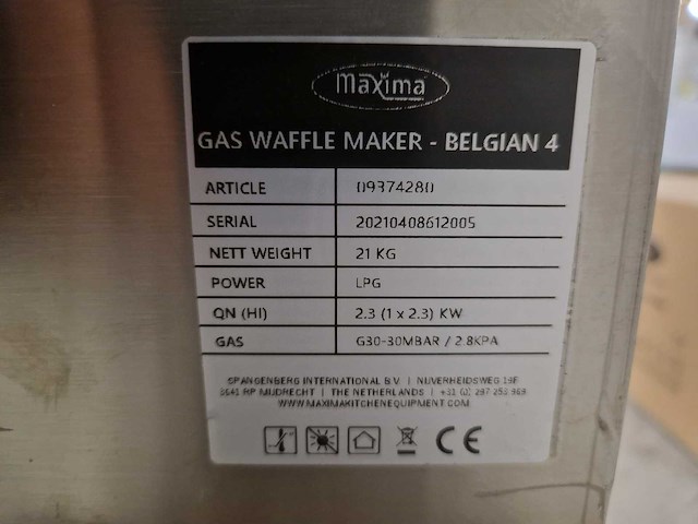 Maxima - wafelijzer - 4 belgische wafels - gas - afbeelding 4 van  4