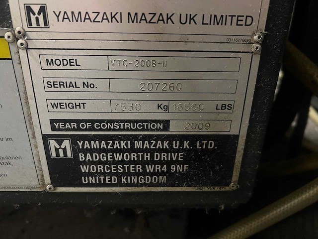 Mazak vtc200b-ii cnc vertical machining centre - afbeelding 17 van  18