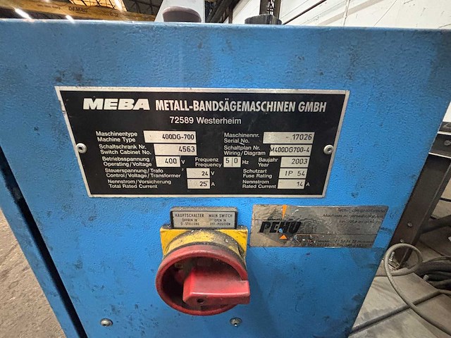Meba - 2003 - 400dg - metalen horizontale bandzaagmachine - afbeelding 14 van  16