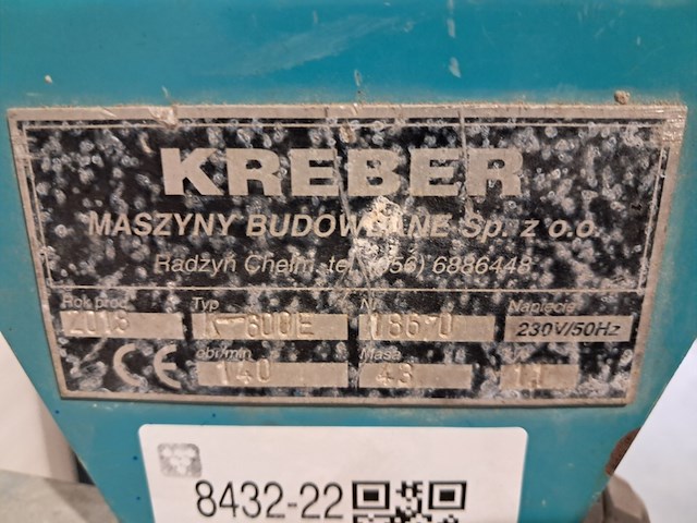 Mechanische troffel 600mm 230v kreber, k 600e, bouwjaar 2018 - afbeelding 6 van  8