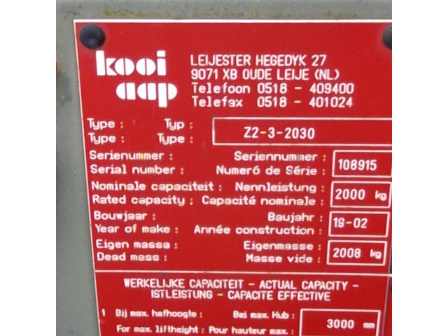 Meeneem heftruck, kooi aap leijester, z2-3, 2002 - afbeelding 16 van  33