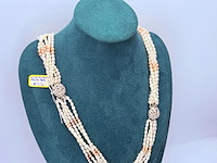 Meerstrengs parelcollier met natuurlijke parels - ginzu district - afbeelding 5 van  9