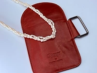 Meerstrengs zoetwaterparel collier 'rice beads' met zilveren sluiting - afbeelding 4 van  6