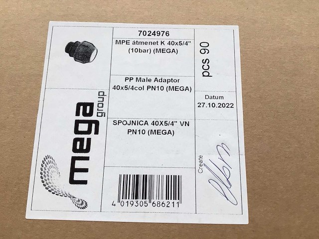 Mega pp male adaptor koppeling (540x) - afbeelding 2 van  6