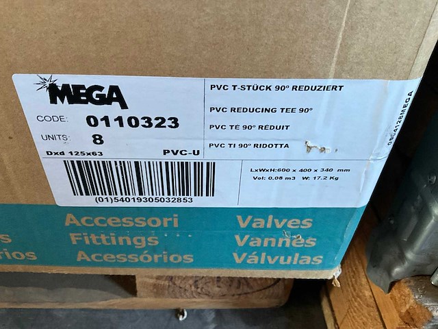 Mega pvc t-stuk 125x63mm (32x) - afbeelding 6 van  6