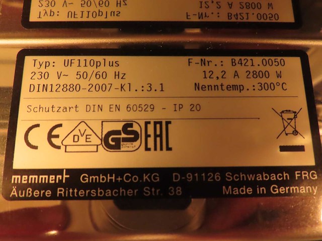 Memmert - uf110 plus - droogstoof - afbeelding 8 van  11