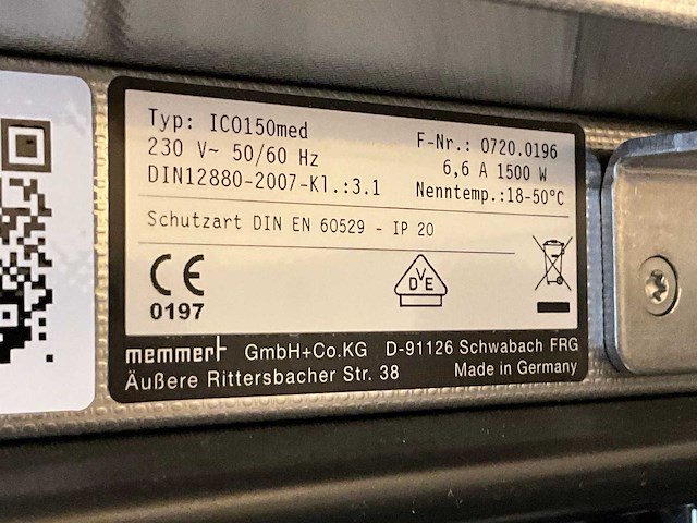 Memmert ic0150med co2-incubator - afbeelding 8 van  8