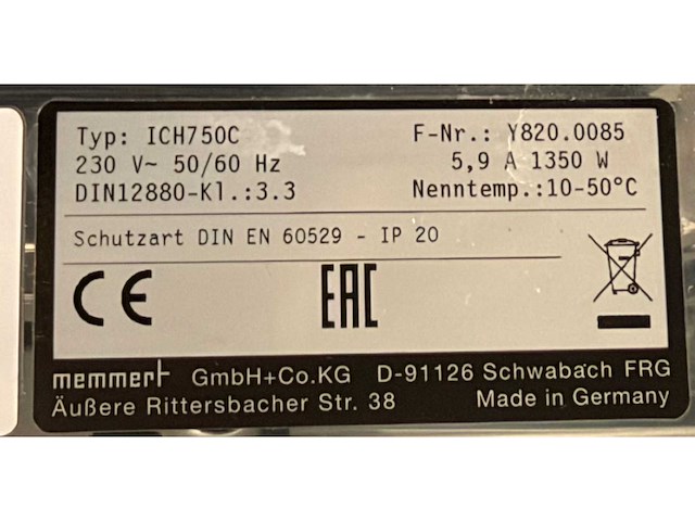 Memmert ich750l klimaatkamer - afbeelding 6 van  6