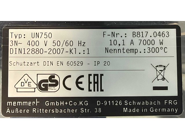 Memmert un750 laboratoriumoven - afbeelding 3 van  3