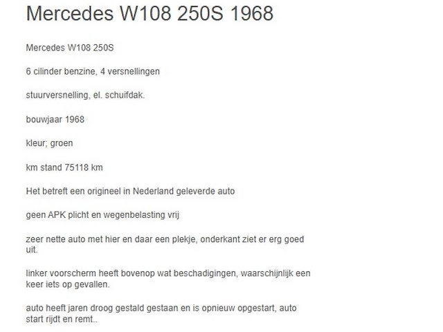 Mercedes-benz - 1968 - 200-280 (w115) - 250 - 27-23-fd - afbeelding 13 van  20