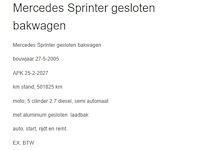 Mercedes-benz - sprinter - 316 cdi 2.7 402 hd - 81-bt-hk - afbeelding 11 van  18