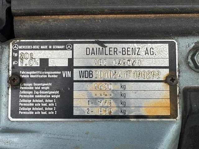 Mercedes-benz 190-serie 2.0 e , 09-pkx-3 - afbeelding 8 van  9