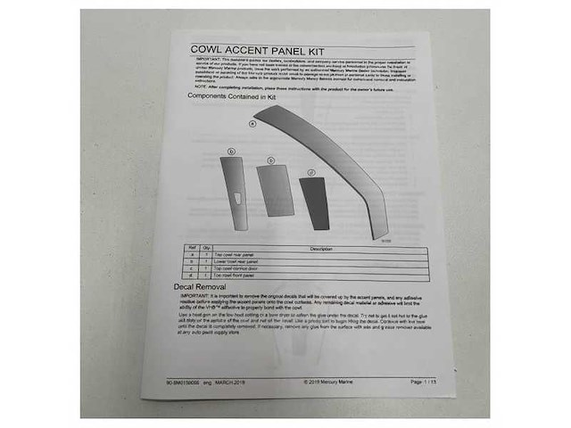 Mercury 450r cowling cowl panel kit graphite grey - 8m0148190 - afbeelding 1 van  4