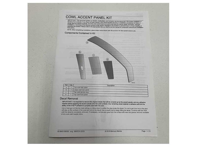 Mercury 450r cowling cowl panel kit graphite grey - 8m0148190 - afbeelding 1 van  1