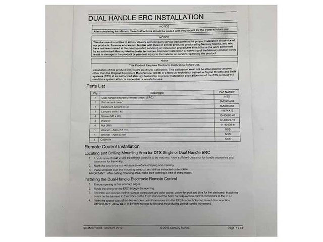 Mercury marine 8m0079286 dts dual engine control handle black electronics - afbeelding 11 van  11