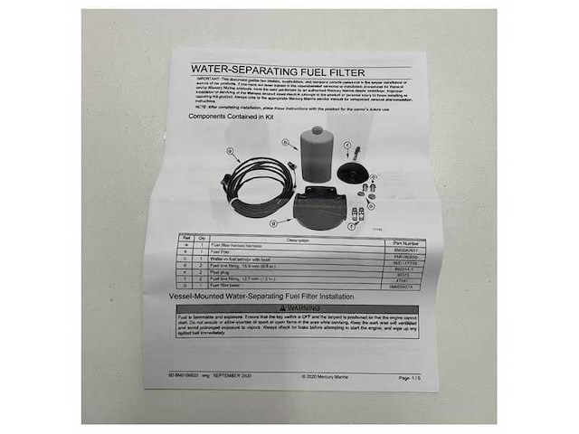 Mercury mercruiser fuel filter | water separator kit - 8m0166540 - afbeelding 4 van  4
