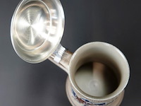 Merkelbach duitse vintage zoutgeglazuurde steengoed bierpul met een tinnen deksel - afbeelding 4 van  5