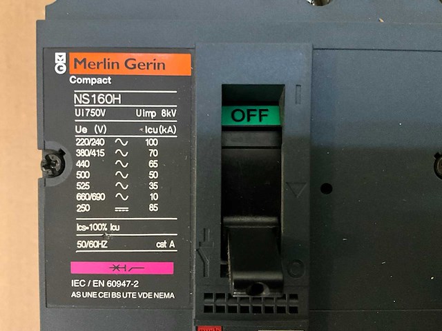 Merlin gerin compact ns 160h / 160 a mccb circuit breaker (4x) - afbeelding 3 van  4