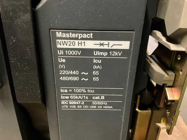 Merlin gerin masterpact nw20 h1 / 2000 a air circuit breker - afbeelding 5 van  5