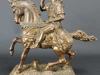 Messing beeld van een hoornblazer te paard - afbeelding 2 van  5