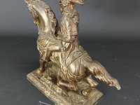 Messing beeld van een hoornblazer te paard - afbeelding 3 van  5