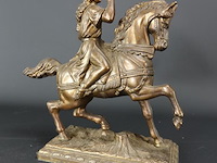 Messing beeld van een hoornblazer te paard - afbeelding 4 van  5