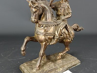 Messing beeld van een hoornblazer te paard - afbeelding 1 van  5