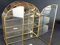 Messing, glas en spiegel vitrinekast - afbeelding 3 van  5