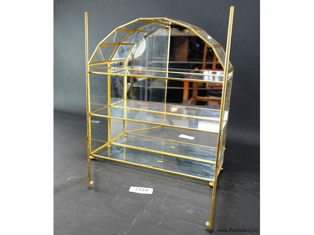 Messing, glas en spiegel vitrinekast - afbeelding 4 van  5