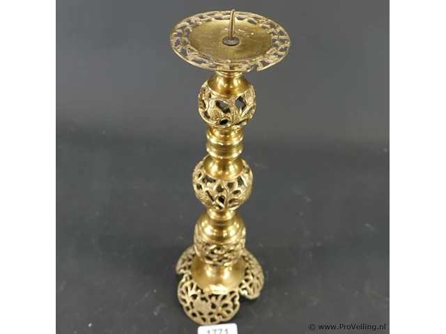 Messing of bronzen filigraan kandelaar - afbeelding 3 van  5