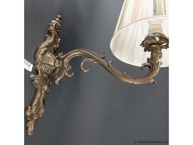 Messing of bronzen wandlamp of tafellamp in art nouveau- of jugendstil-stijl - afbeelding 4 van  5