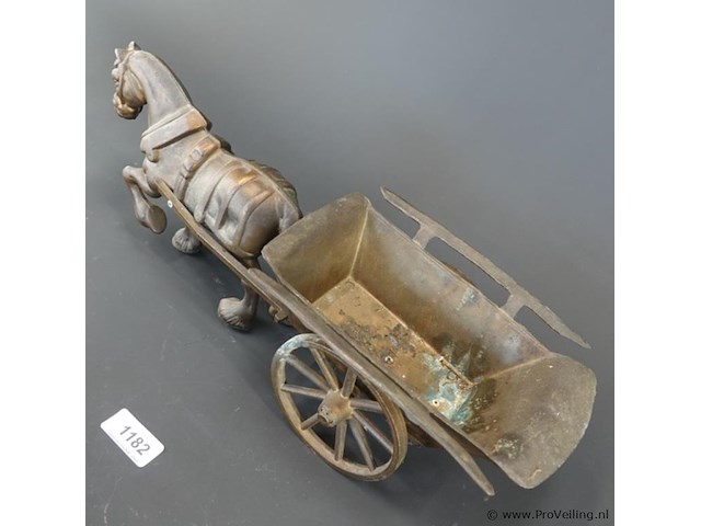 Messing of koperen paard met een wagen - afbeelding 3 van  5