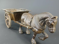 Messing of koperen paard met een wagen - afbeelding 4 van  5
