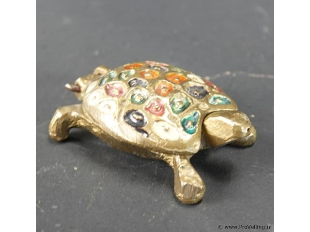 Messing schildpad als scharnieren dekseldoosje - afbeelding 4 van  5
